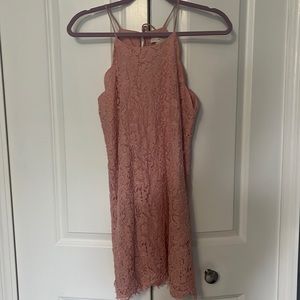 Pink lace dress with keyhole back